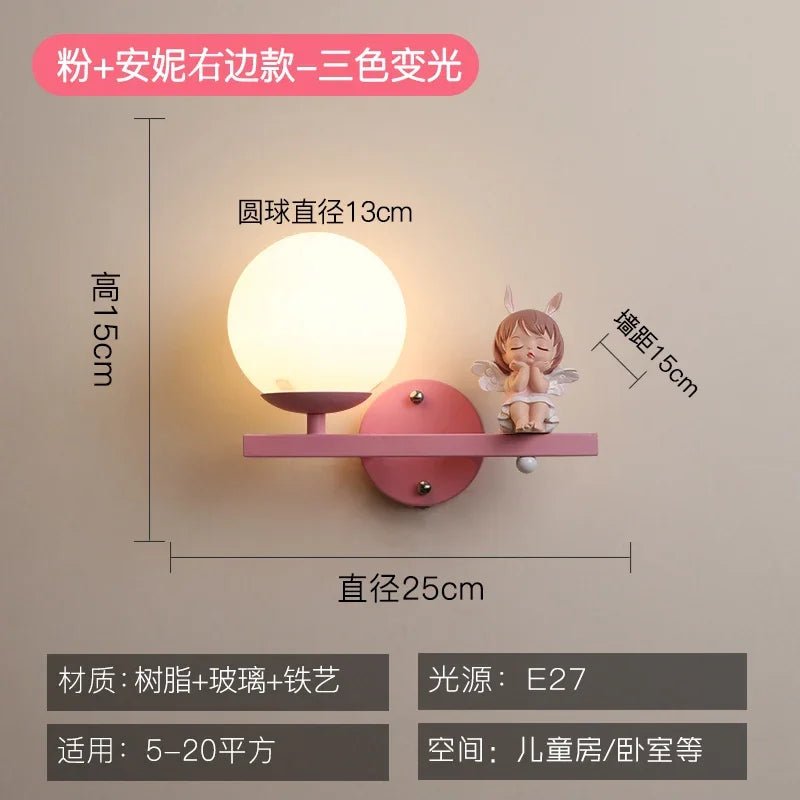 Lampe Enfant Applique Murale en Résine avec Boule de Verre Lapin, Design Nordique Élégant - Luminous Place