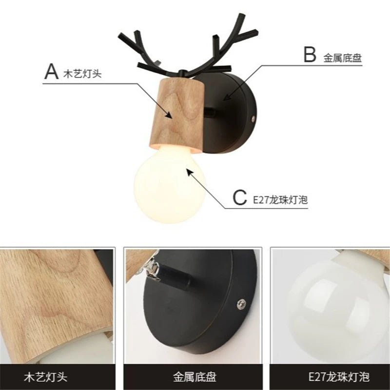 Lampe Enfant Applique Murale LED Bois Macaron Nordique pour Chambre - Luminous Place