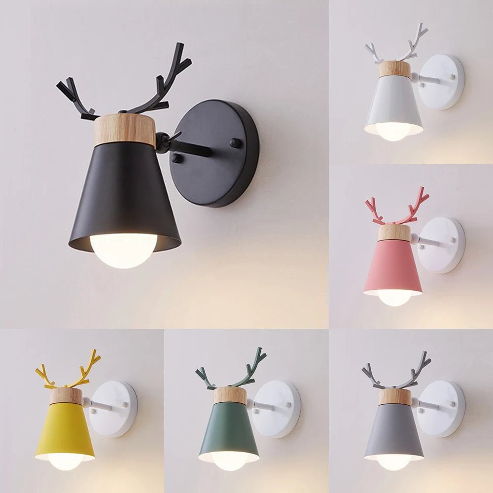 Lampe Enfant Applique Murale Nordique en Bois Cerf LED Réglable - Luminous Place