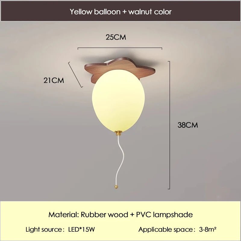 Lampe Enfant Bois Massif Nuage et Ballon Plafonnier LED pour Chambre - Luminous Place