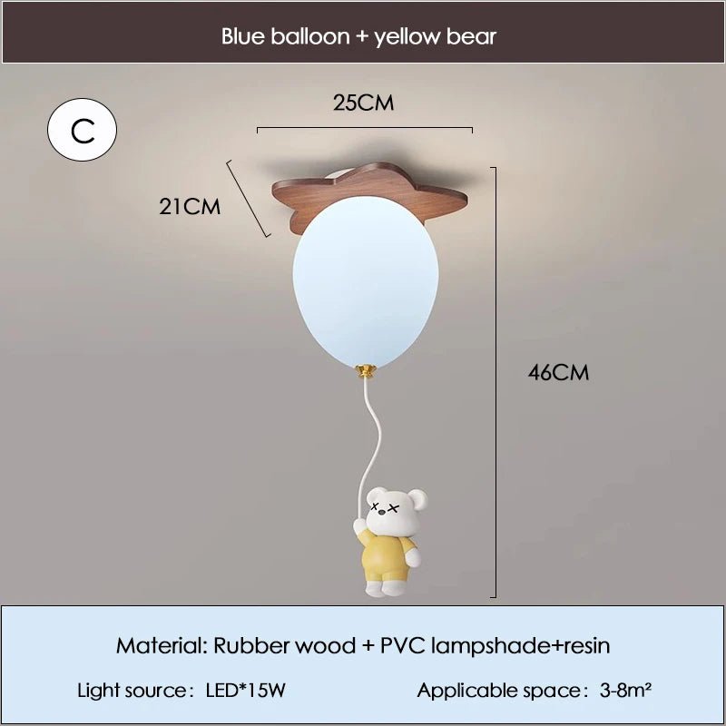 Lampe Enfant Bois Massif Nuage et Ballon Plafonnier LED pour Chambre - Luminous Place