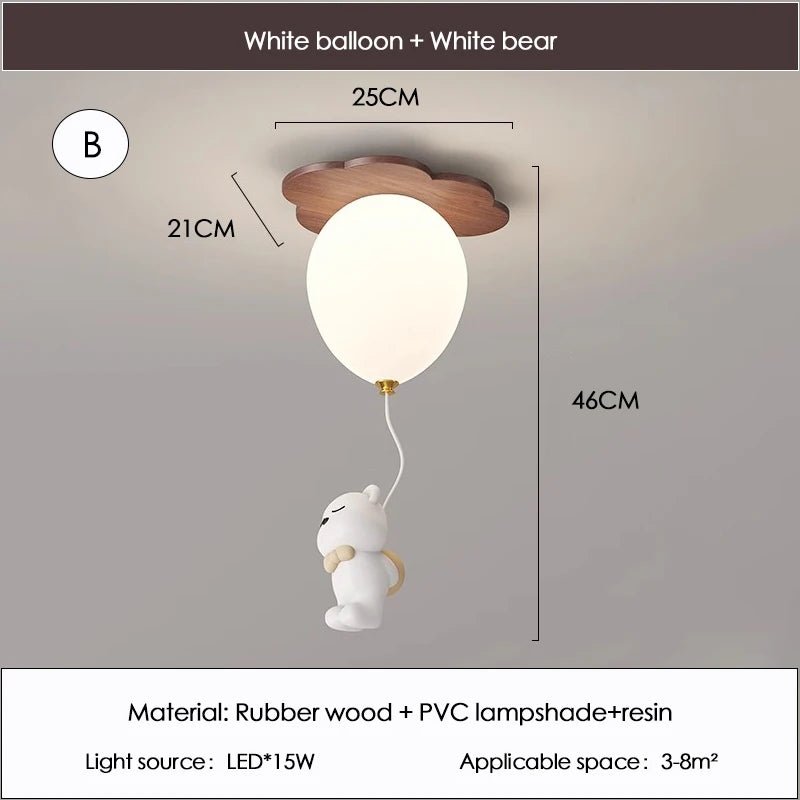 Lampe Enfant Bois Massif Nuage et Ballon Plafonnier LED pour Chambre - Luminous Place