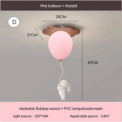 Lampe Enfant Bois Massif Nuage et Ballon Plafonnier LED pour Chambre - Luminous Place