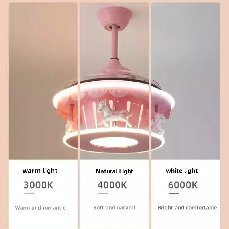 Lampe Enfant Carrousel avec Ventilateur Silencieux et Lumière Chaude - Luminous Place