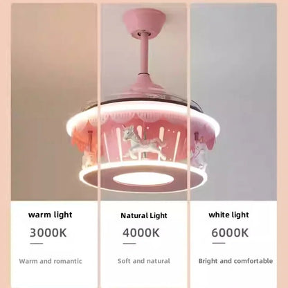 Lampe Enfant Carrousel avec Ventilateur Silencieux et Lumière Chaude - Luminous Place