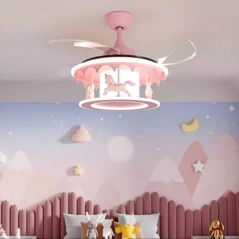 Lampe Enfant Carrousel avec Ventilateur Silencieux et Lumière Chaude - Luminous Place