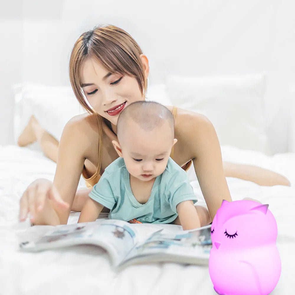 Lampe Enfant Hibou LED Rechargeable en Silicone avec Télécommande et 9 Couleurs - Luminous Place