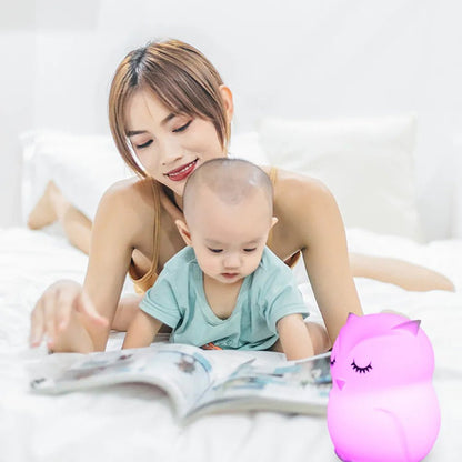 Lampe Enfant Hibou LED Rechargeable en Silicone avec Télécommande et 9 Couleurs - Luminous Place