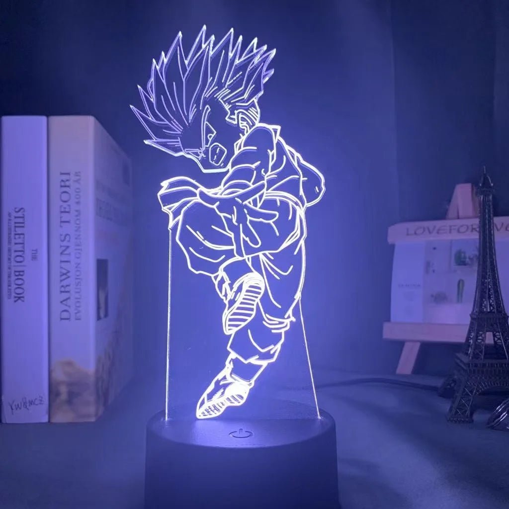 Lampe Enfant LED 3D Dragon Ball Goku Super Saiyan en acrylique, veilleuse design avec télécommande - Luminous Place