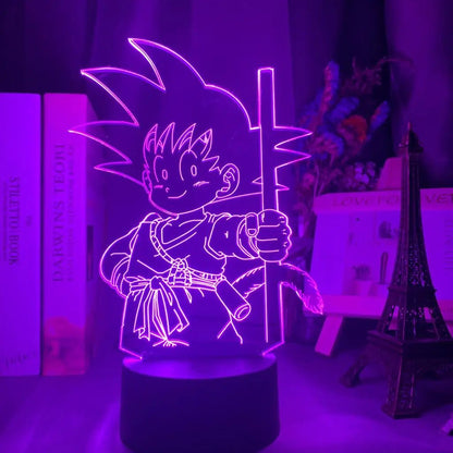 Lampe Enfant LED 3D Dragon Ball Goku Super Saiyan en acrylique, veilleuse design avec télécommande - Luminous Place