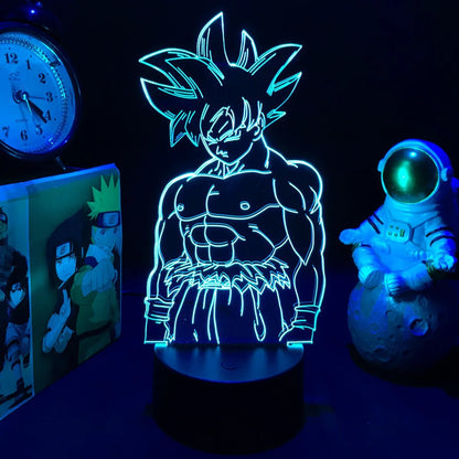 Lampe Enfant LED 3D Dragon Ball Goku Super Saiyan en acrylique, veilleuse design avec télécommande - Luminous Place