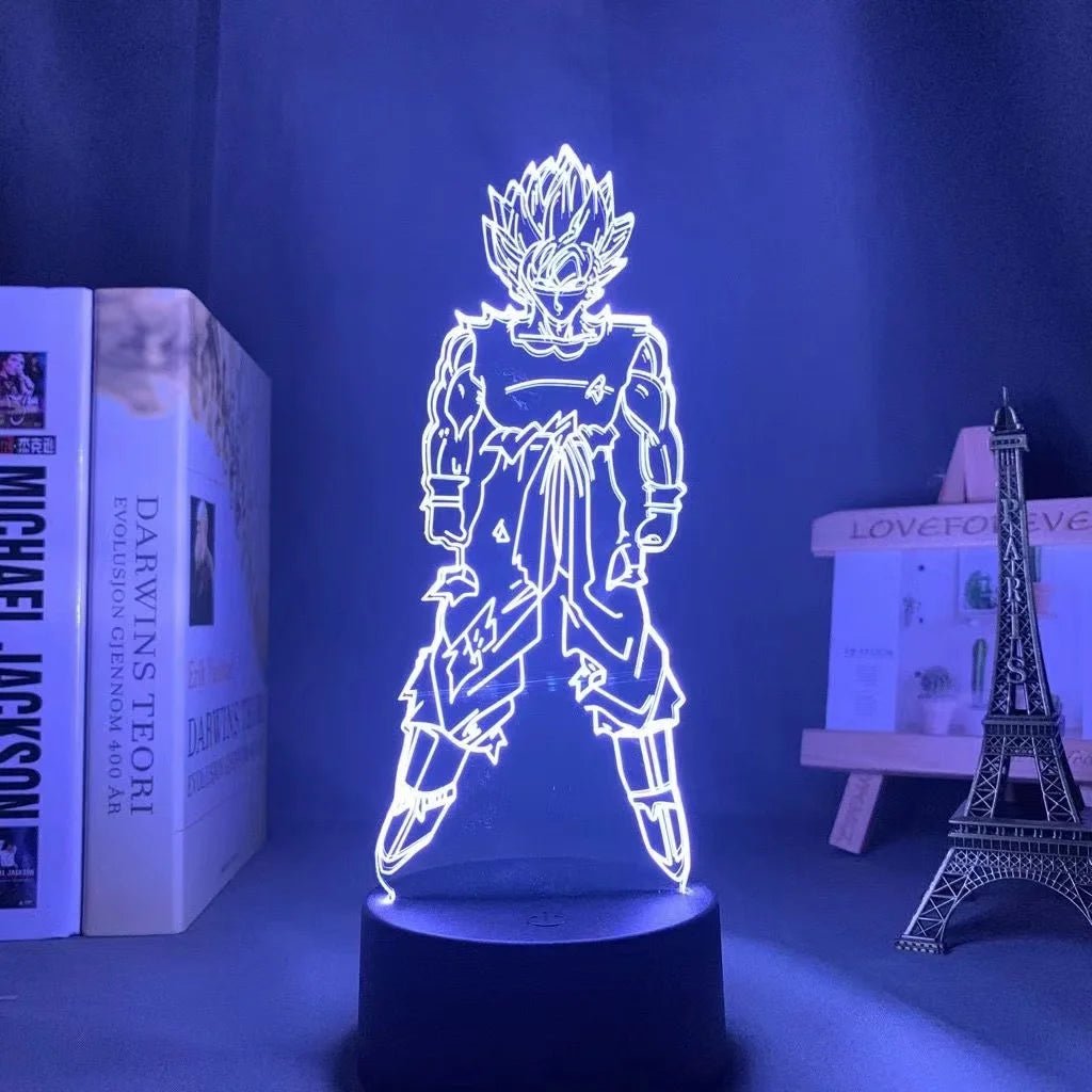 Lampe Enfant LED 3D Dragon Ball Goku Super Saiyan en acrylique, veilleuse design avec télécommande - Luminous Place