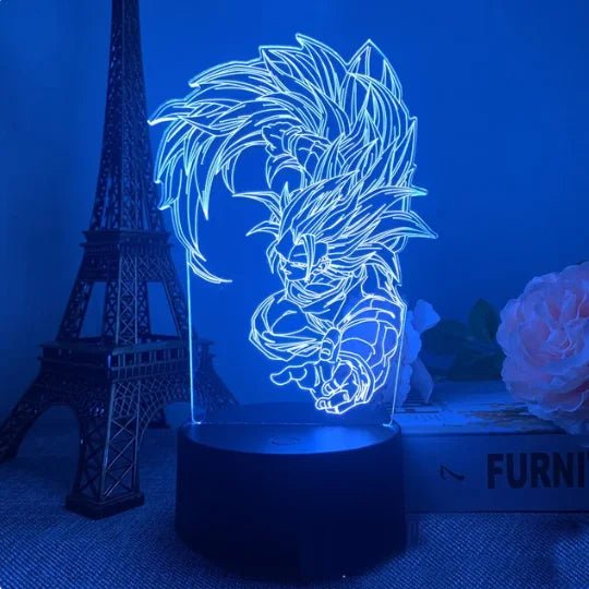 Lampe Enfant LED 3D Dragon Ball Goku Super Saiyan en acrylique, veilleuse design avec télécommande - Luminous Place