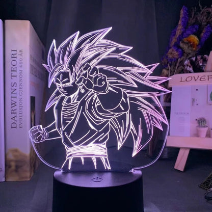 Lampe Enfant LED 3D Dragon Ball Goku Super Saiyan en acrylique, veilleuse design avec télécommande - Luminous Place