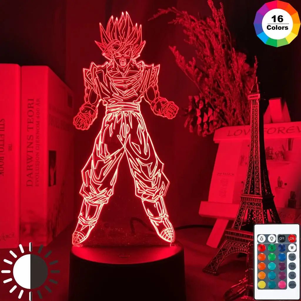 Lampe Enfant LED 3D Dragon Ball Goku Super Saiyan en acrylique, veilleuse design avec télécommande - Luminous Place
