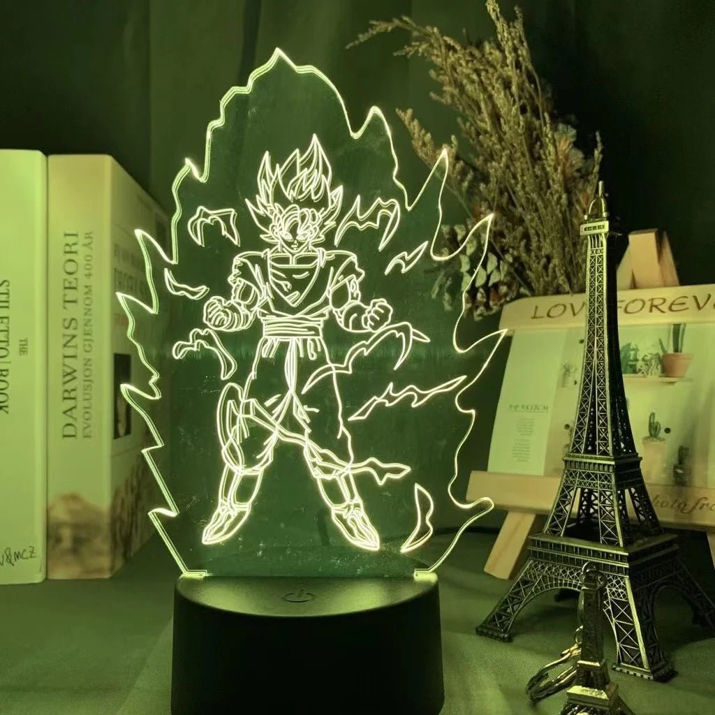 Lampe Enfant LED 3D Dragon Ball Goku Super Saiyan en acrylique, veilleuse design avec télécommande - Luminous Place