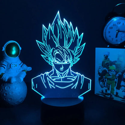 Lampe Enfant LED 3D Dragon Ball Goku Super Saiyan en acrylique, veilleuse design avec télécommande - Luminous Place