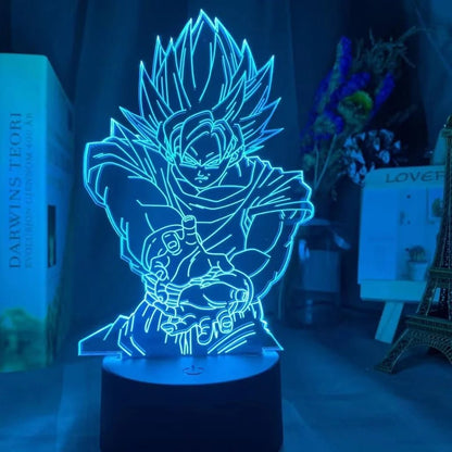 Lampe Enfant LED 3D Dragon Ball Goku Super Saiyan en acrylique, veilleuse design avec télécommande - Luminous Place