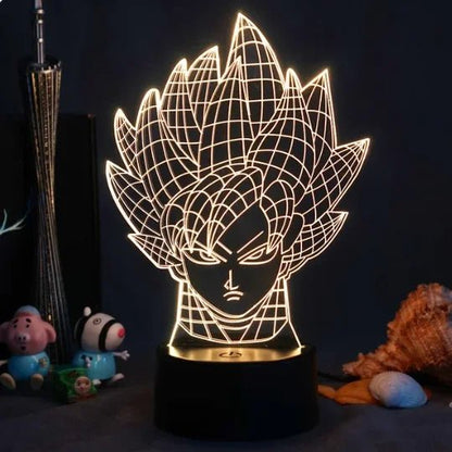 Lampe Enfant LED 3D Dragon Ball Goku Super Saiyan en acrylique, veilleuse design avec télécommande - Luminous Place