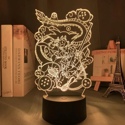 Lampe Enfant LED 3D Dragon Ball Goku Super Saiyan en acrylique, veilleuse design avec télécommande - Luminous Place