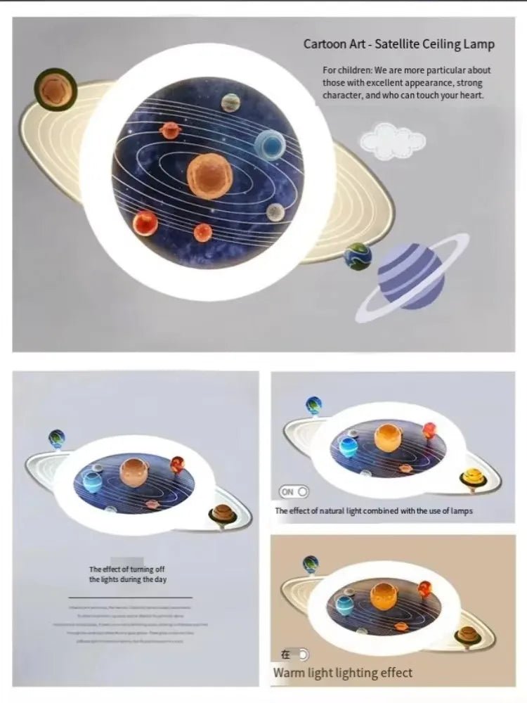 Lampe Enfant LED Plafonnier Moderne Trajectoire Planétaire pour Chambre Fille - Luminous Place