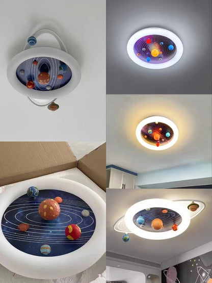 Lampe Enfant LED Plafonnier Moderne Trajectoire Planétaire pour Chambre Fille - Luminous Place