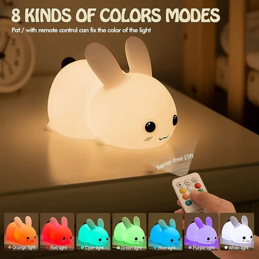 Lampe Enfant LED Silicone Rechargeable Lapin Veilleuse RGB Tactile - Luminous Place