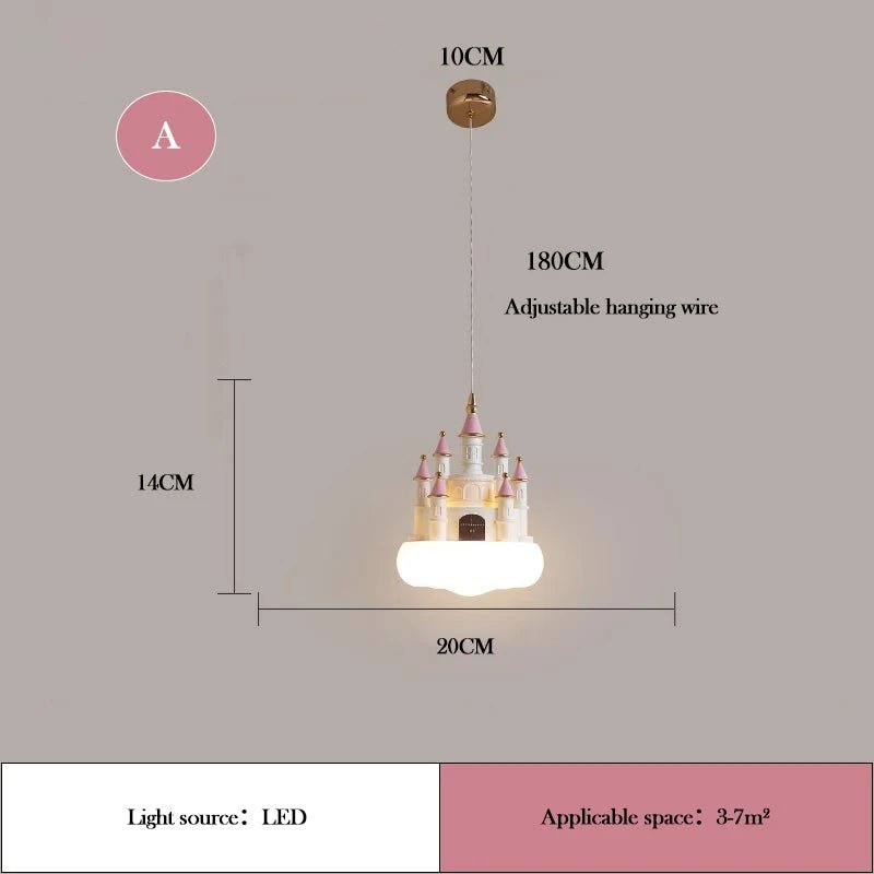 Lampe Enfant Lustre Château Rose en Résine pour Chambre Princesse, Lumière Chaude - Luminous Place