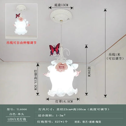 Lampe Enfant Lustre Fer Forgé à Trois Têtes Style Pastoral Rose - Luminous Place