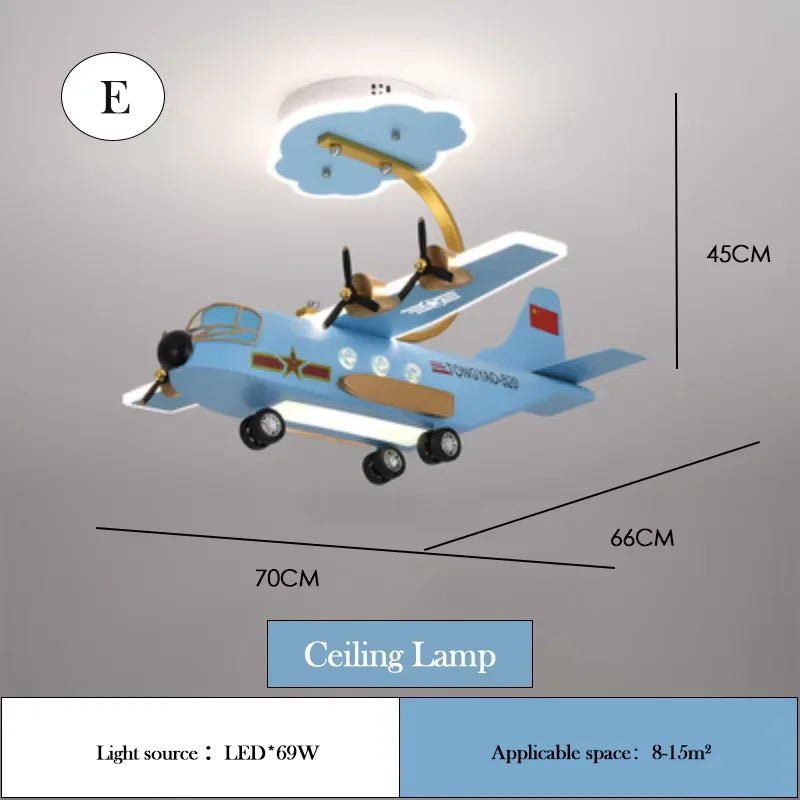 Lampe Enfant Lustre LED Avion Gris et Orange Design Nordique pour Chambre Garçon - Luminous Place