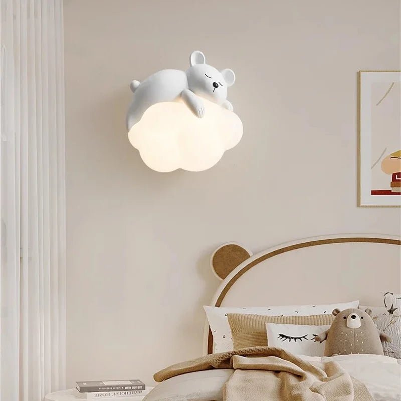 Lampe Enfant Murale LED Ours Cartoon en Résine, Lumière d’Ambiance Douce - Luminous Place