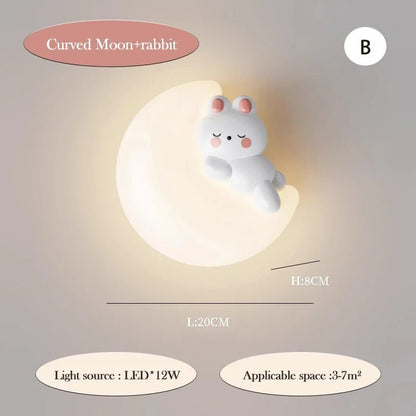 Lampe Enfant Murale LED Ours Cartoon en Résine, Lumière d’Ambiance Douce - Luminous Place