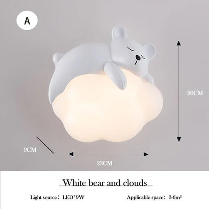 Lampe Enfant Murale LED Ours Cartoon en Résine, Lumière d’Ambiance Douce - Luminous Place
