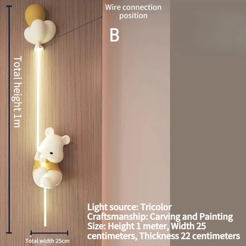 Lampe Enfant Murale LED Ours Nordique en Acrylique pour Chambre - Luminous Place