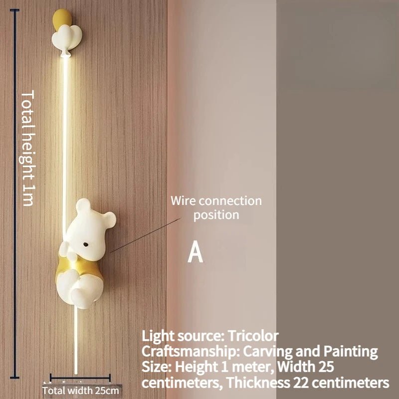 Lampe Enfant Murale LED Ours Nordique en Acrylique pour Chambre - Luminous Place