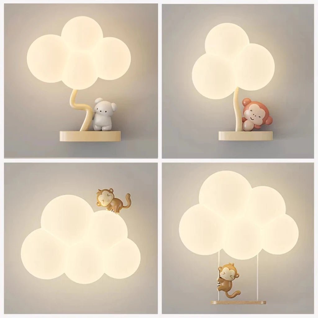 Lampe Enfant Nuage Crème Style Cartoon Applique Murale LED à Lumière Chaude - Luminous Place
