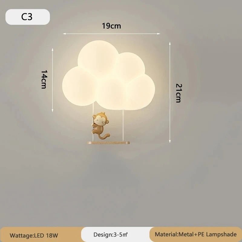 Lampe Enfant Nuage Crème Style Cartoon Applique Murale LED à Lumière Chaude - Luminous Place