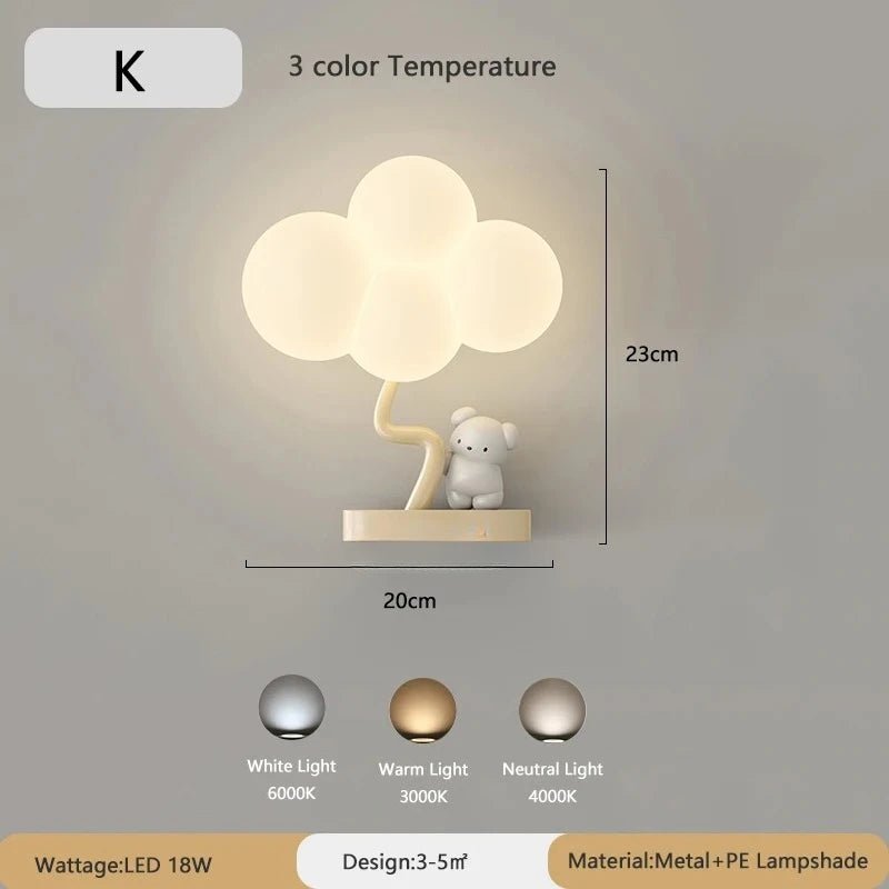 Lampe Enfant Nuage Crème Style Cartoon Applique Murale LED à Lumière Chaude - Luminous Place