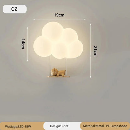 Lampe Enfant Nuage Crème Style Cartoon Applique Murale LED à Lumière Chaude - Luminous Place