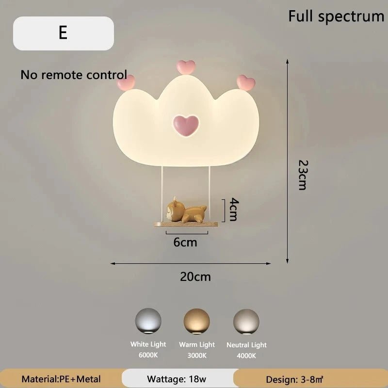 Lampe Enfant Nuage Crème Style Cartoon Applique Murale LED à Lumière Chaude - Luminous Place