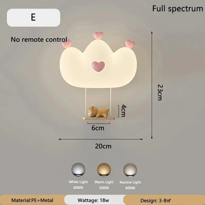 Lampe Enfant Nuage Crème Style Cartoon Applique Murale LED à Lumière Chaude - Luminous Place