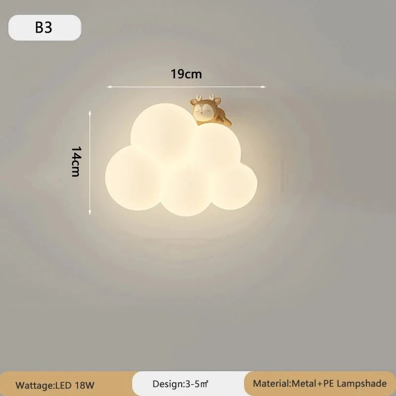 Lampe Enfant Nuage Crème Style Cartoon Applique Murale LED à Lumière Chaude - Luminous Place