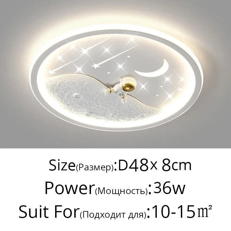 Lampe Enfant Plafonnier Astronaute LED Ciel Étoilé Météore, Lumière Chaleureuse - Luminous Place