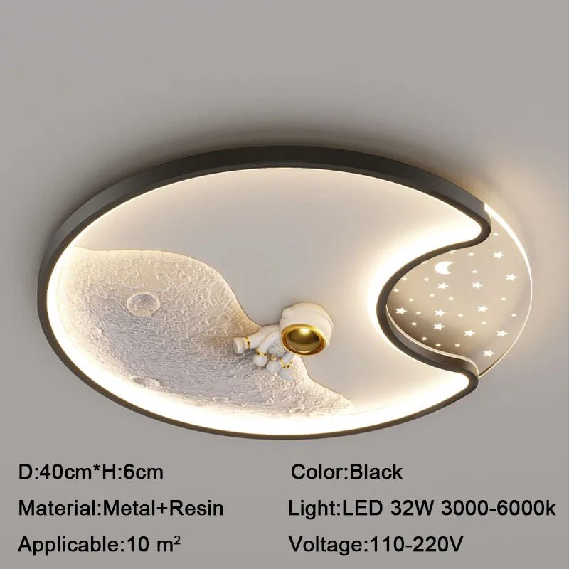 Lampe Enfant Plafonnier Astronaute LED Ciel Étoilé Météore, Lumière Chaleureuse - Luminous Place