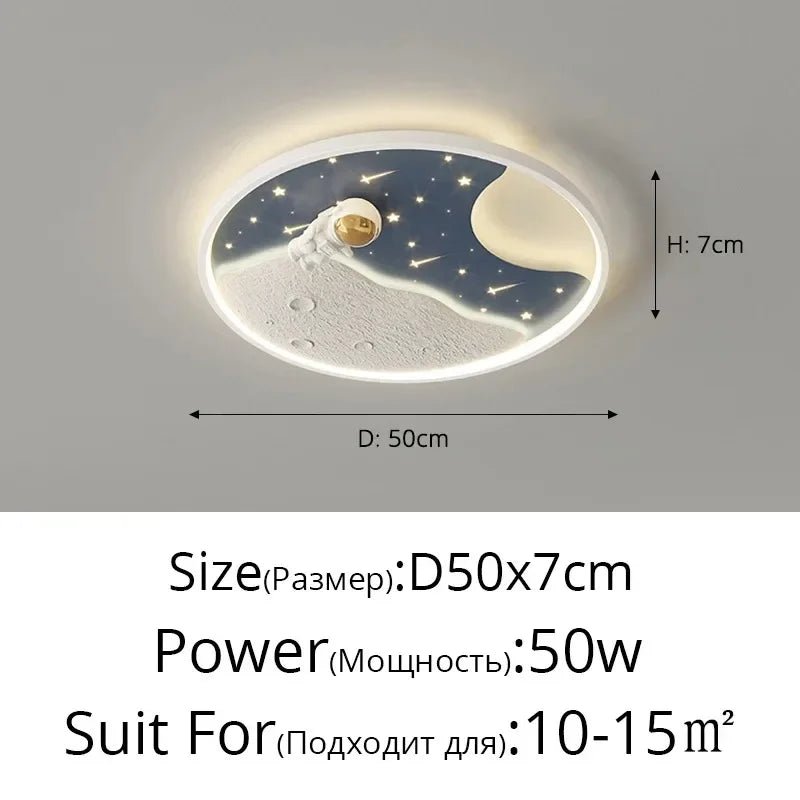 Lampe Enfant Plafonnier Astronaute LED Ciel Étoilé Météore, Lumière Chaleureuse - Luminous Place