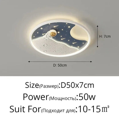 Lampe Enfant Plafonnier Astronaute LED Ciel Étoilé Météore, Lumière Chaleureuse - Luminous Place