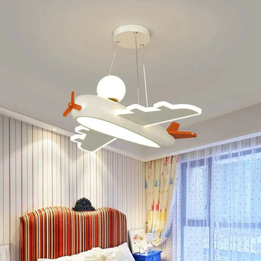 Lampe Enfant Plafonnier Avion Bleu Design Crème, Ambiance Douce - Luminous Place