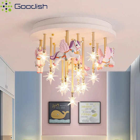 Lampe Enfant Plafonnier Carrousel Macaron LED, Ambiance Chaleureuse - Luminous Place