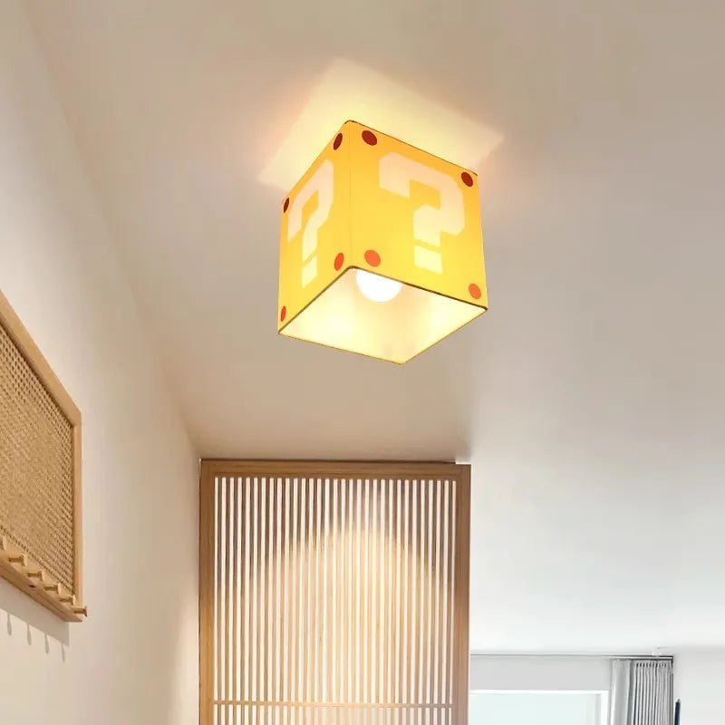 Lampe Enfant Plafonnier Jaune Créatif en Tissu Lin, Lumière Chaude - Luminous Place