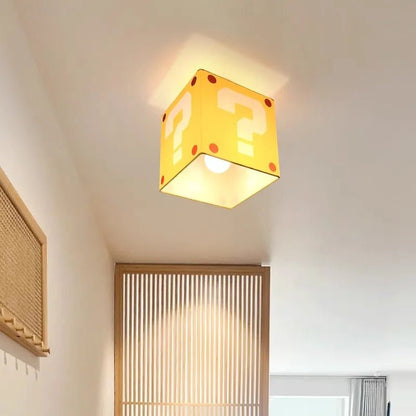 Lampe Enfant Plafonnier Jaune Créatif en Tissu Lin, Lumière Chaude - Luminous Place